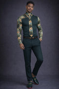 Man solid Green & silk top
