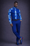 Man solid Blue & silk top